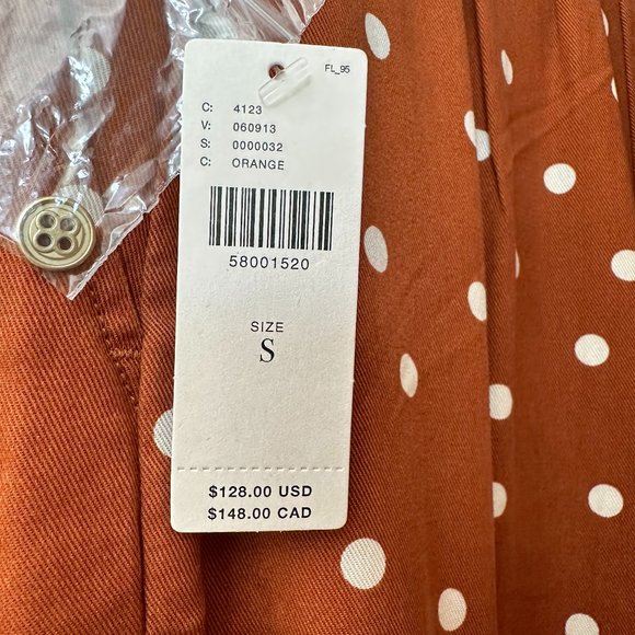 Anthropologie Polka Dot Wide Leg Crop Pant in Rust. Size S. - Picture 5 of 5